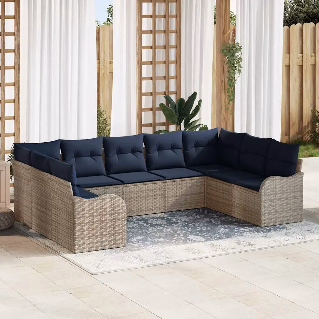 Set Divano da Giardino a L vidaXL Grigio con Cuscini Imbottiti e Struttura in Metallo Resistente ai Raggi UV