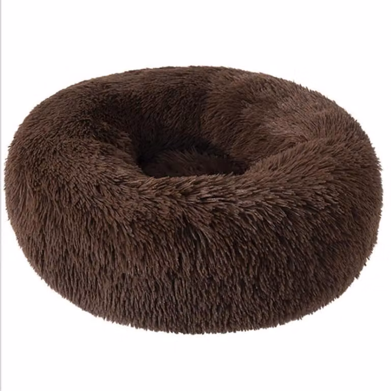 Cuccia per cani, cuccia per gatti, morbida, rotonda, in peluche, colore curry scuro, 50 cm