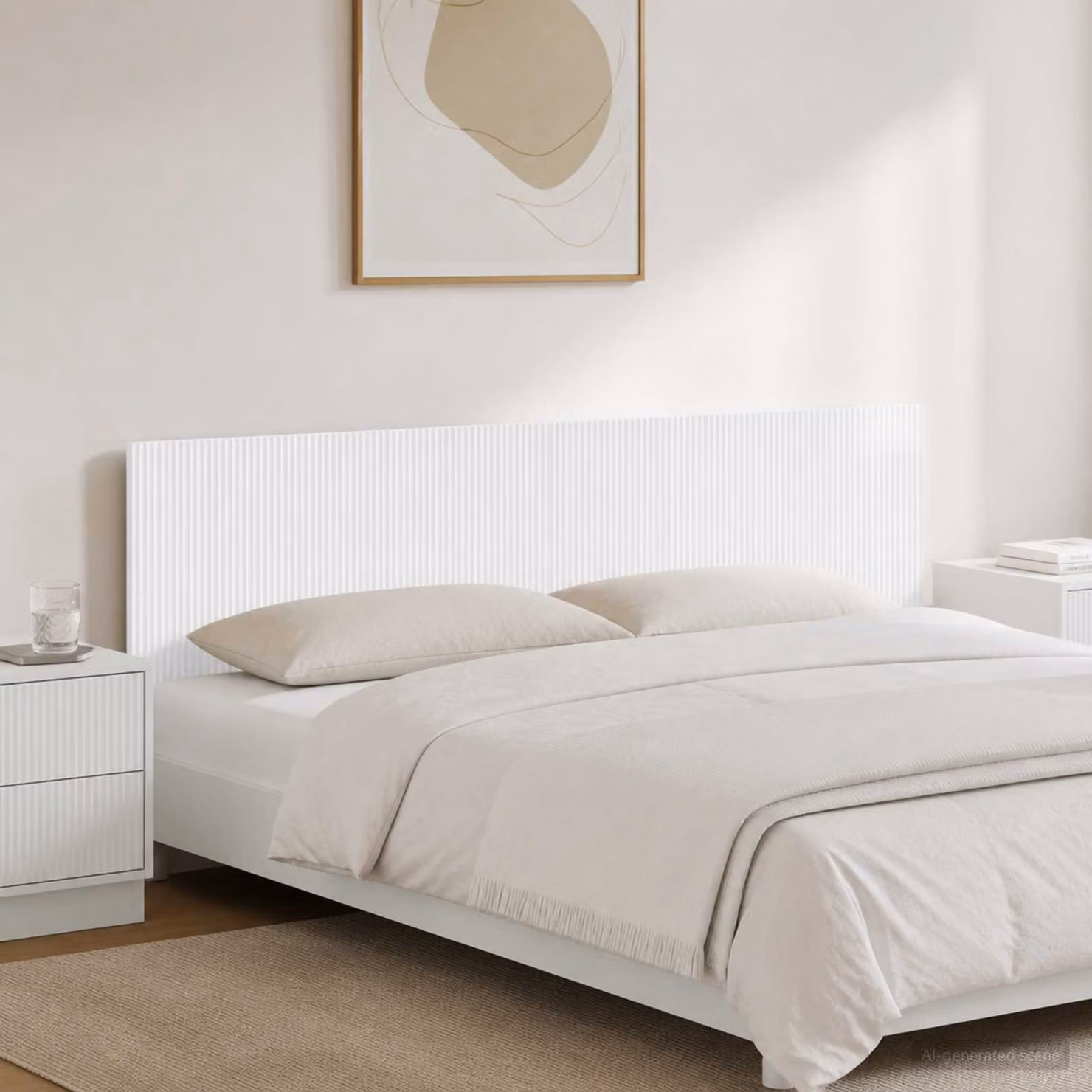 Testiera da muro vidaXL ARNHEM in legno ingegnerizzato bianco lucido con ripiano integrato L 200 x H 50 x P 16,64 cm