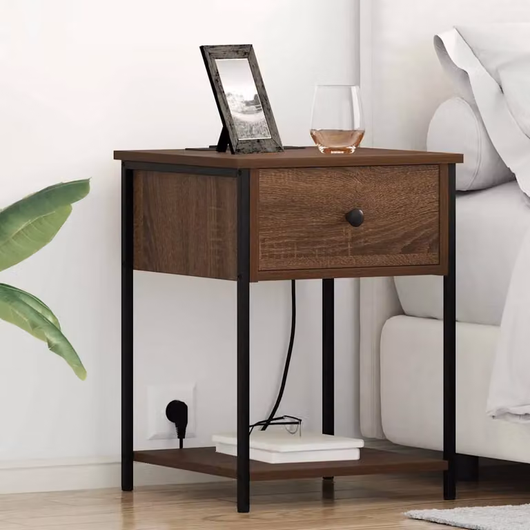 vidaXL Armadio da Notte in Legno e MDF Stile Rustico Marrone L: 42 cm, P: 41 cm, H: 56 cm