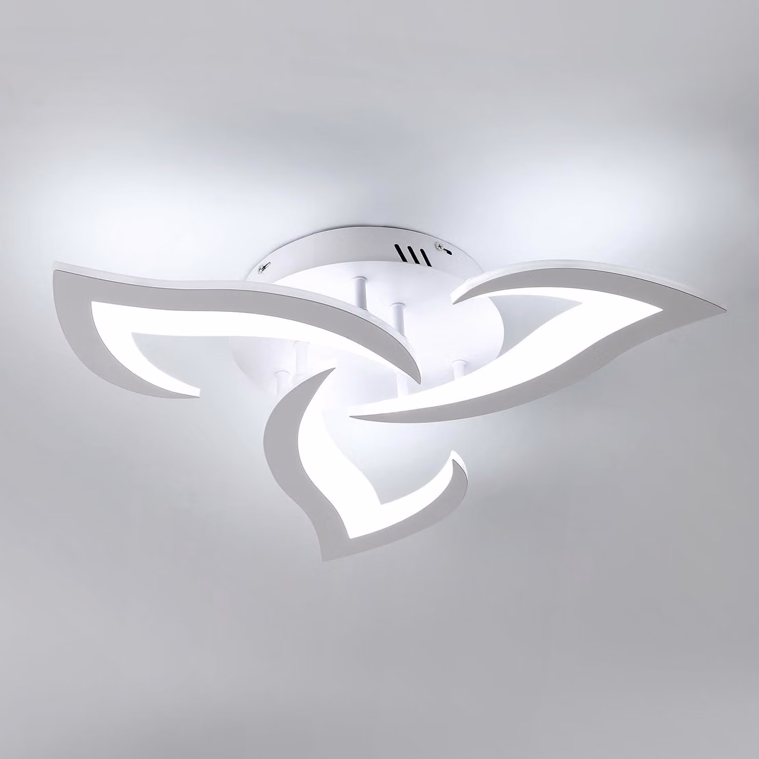 Lampada da soffitto LED moderna, 36W, design creativo, colore bianco, 6500K (bianco freddo) – dimensioni: 3 luci