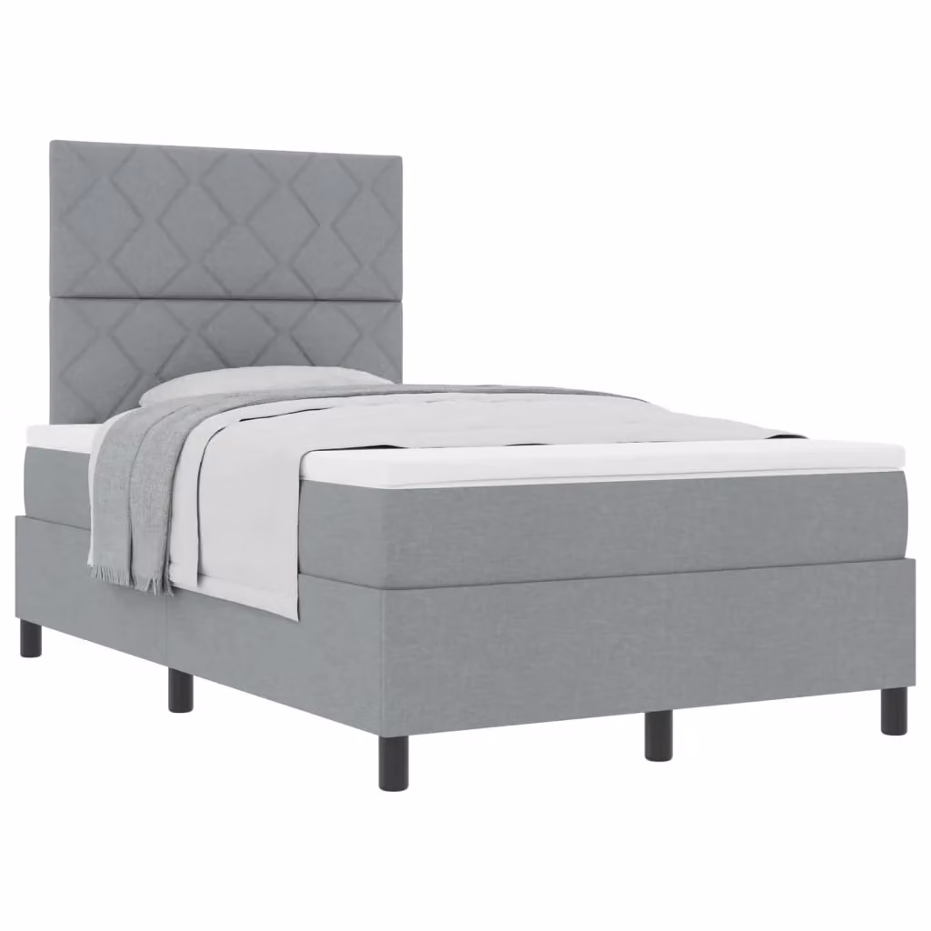 Letto a molle con testiera vidaXL in tessuto grigio L: 120 cm, P: 200 cm – 2