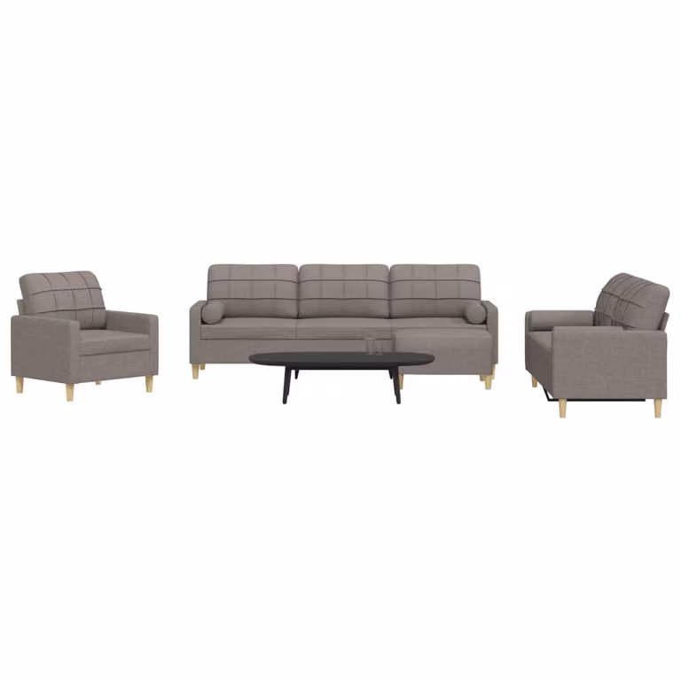 Set di divani vidaXL da 4 pezzi con poggiapiedi e cuscini in tessuto beige o grigio per soggiorno