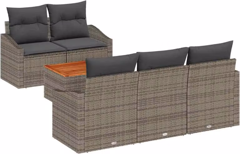 Set Divano da Giardino 6 pcs Grigio polyrattan