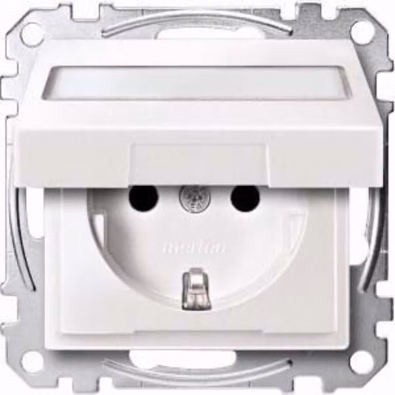 Presa SCHUKO con coperchio ribaltabile e scritta, BRS, a innesto, bianco polare, sistema M