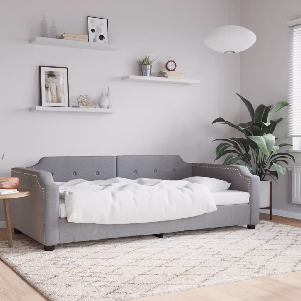 Maison Exclusive - Letto a giorno grigio chiaro, 90x190 cm, rivestito in tessuto