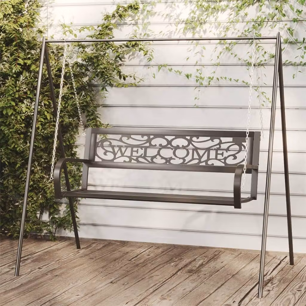 The Living Store Altalena Hollywood 125 cm in acciaio e plastica nera