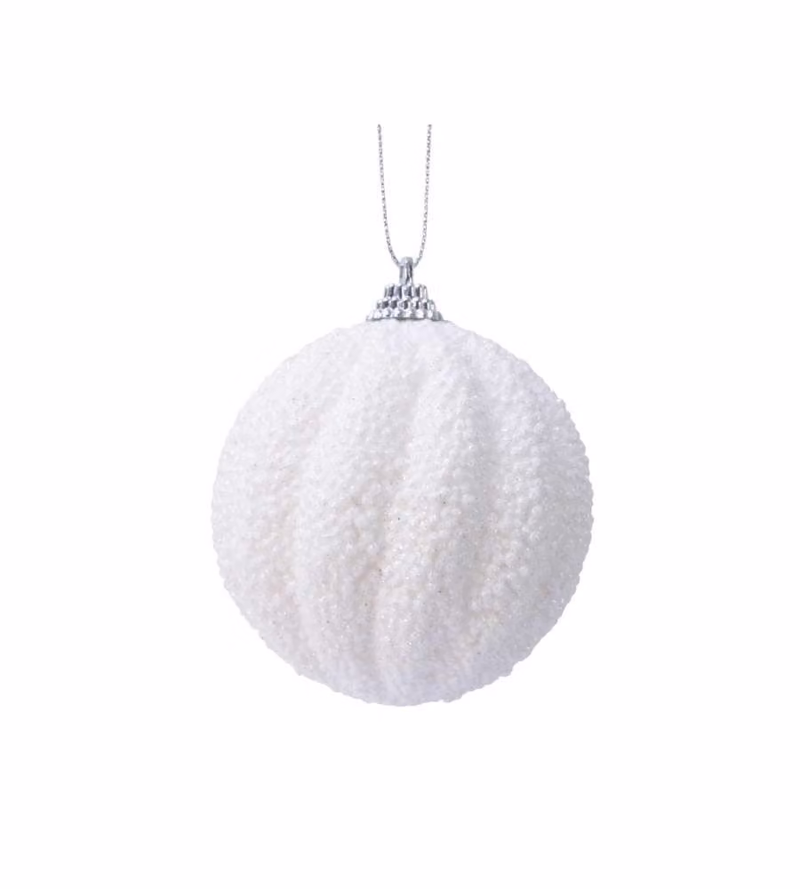 Sfera natalizia bianca con micro sfere in risalto
