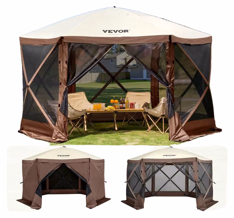 VEVOR tenda da giardino pieghevole gazebo festa tenda pop-up 8 persone 3,81x3,81x2,28m