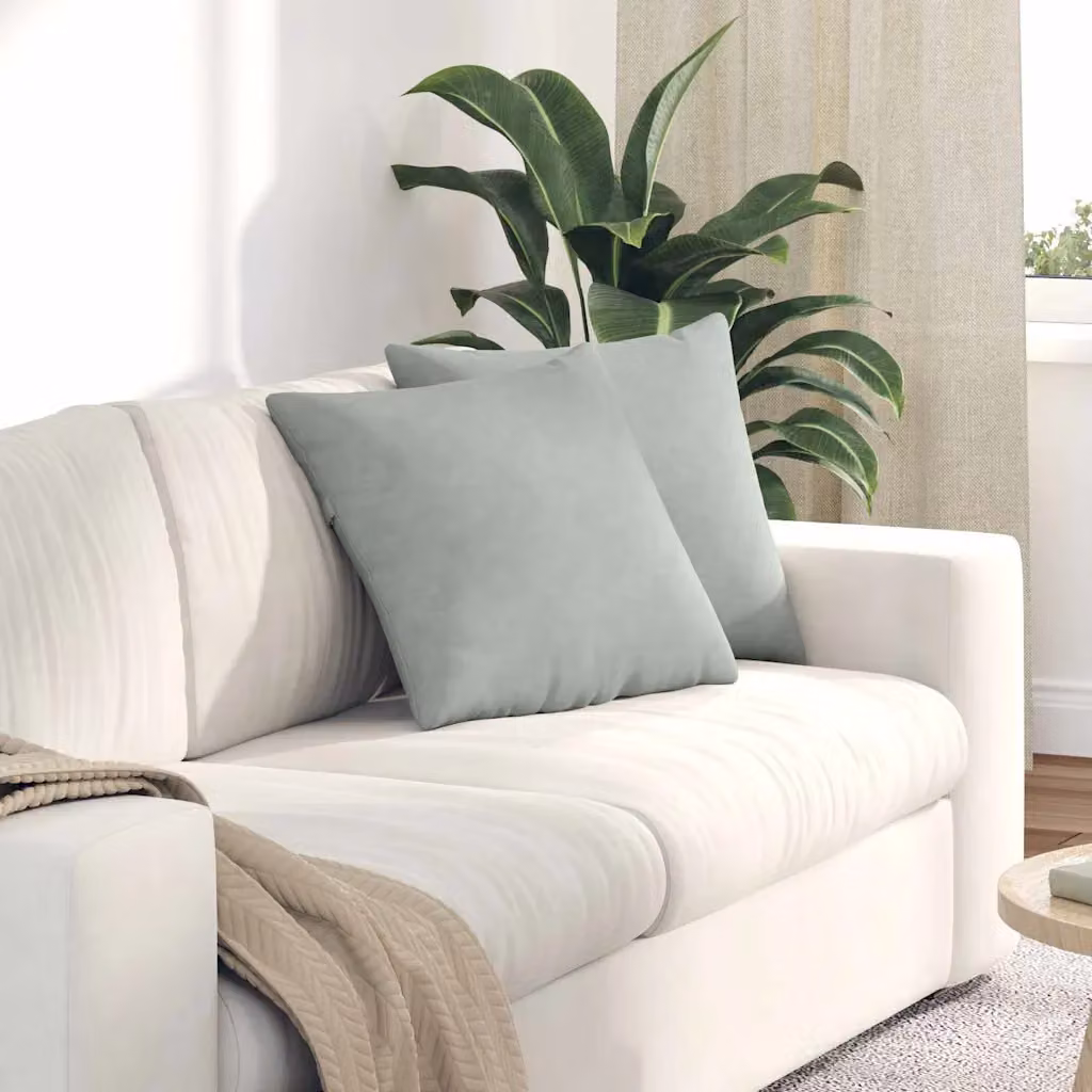 Set di 2 cuscini da divano quadrati vidaXL in velluto a coste grigio chiaro, L 45 cm x P 45 cm x H 45 cm