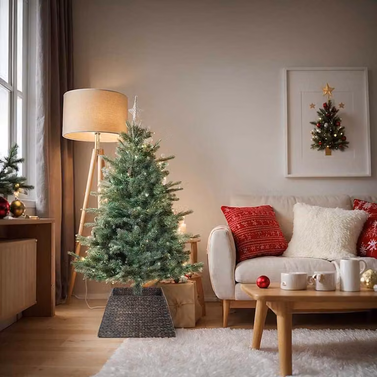 Maison Exclusive - Decorazione per albero di Natale, forma quadrata, colore nero, dimensioni 60 x 60 x 28 cm