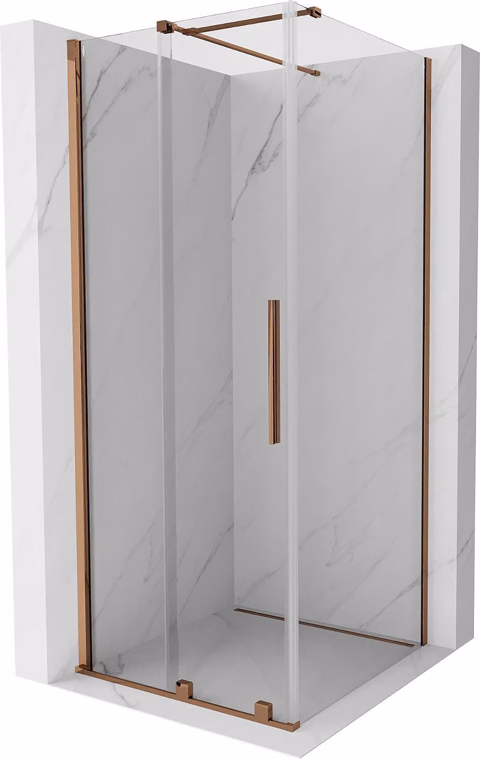 Mexen Velar cabina doccia scorrevole 90 x 90 cm, trasparente, oro rosa - 871-090-090-01-60
