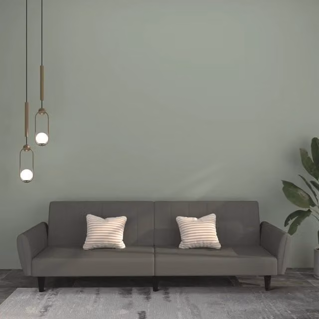 Divano Letto a 2 Posti Grigio Scuro in Velluto 375859