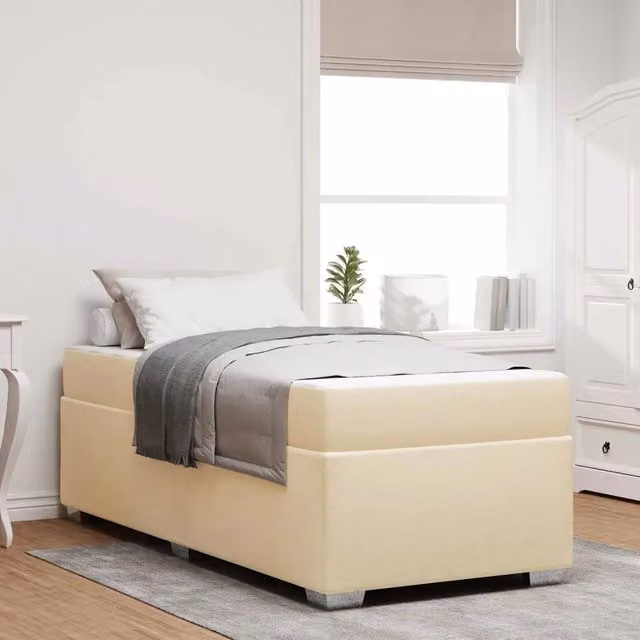 Struttura del letto con materasso Crema 90 x 200 cm Tessuto 3399164