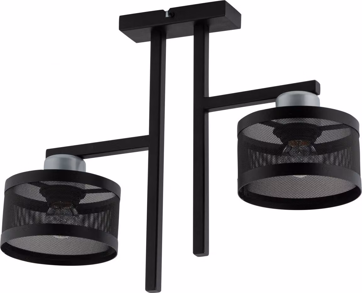 Plafoniera moderna decorativa con paralume nero e argento doppia Off 2xE27 15W Sigma Lighting