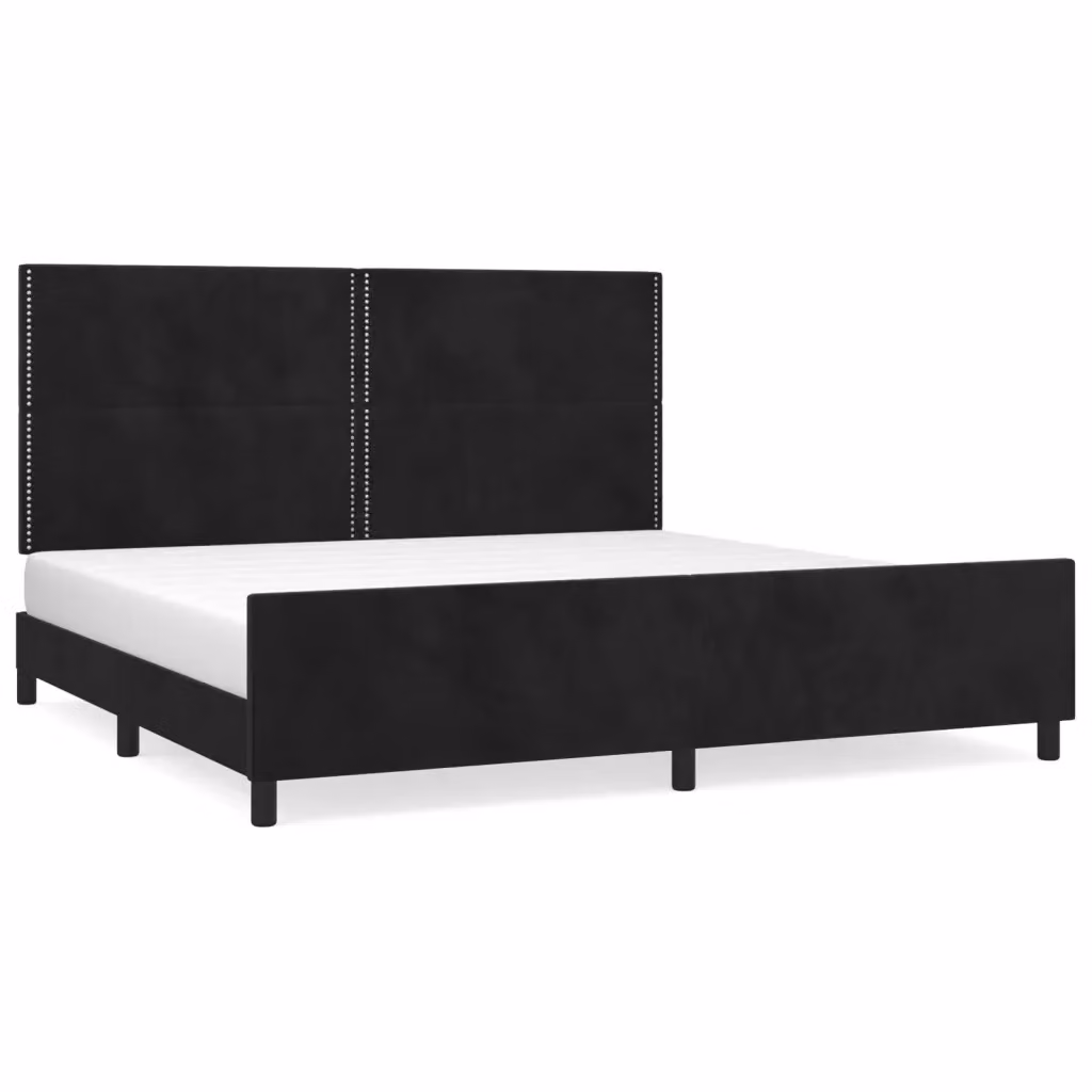 Giroletto senza materasso vidaXL in velluto nero con doghe in legno L: 200 cm, P: 200 cm, H: 128 cm – 2