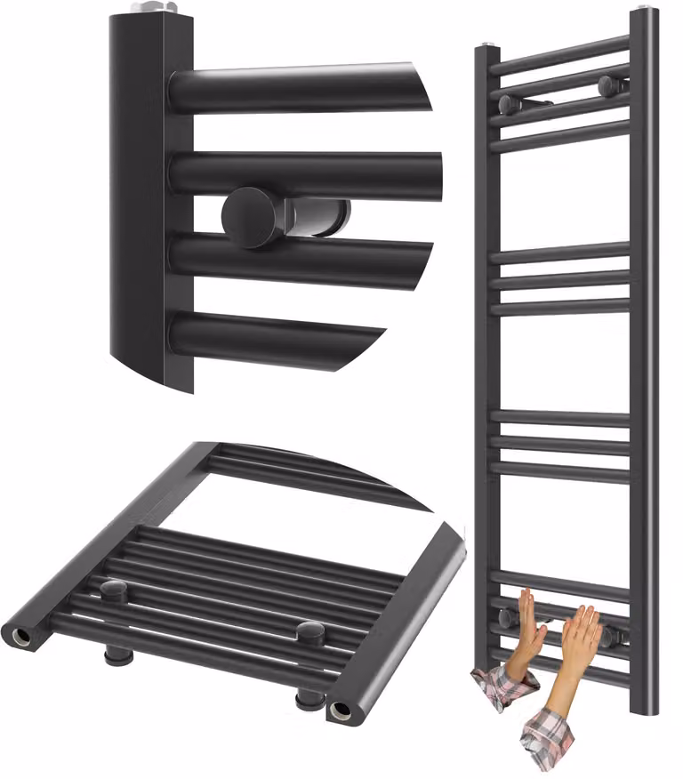 Granitan - Radiatore da bagno - Scaldasalviette - 40x100 cm - Nero - Scaldasalviette - BRENO