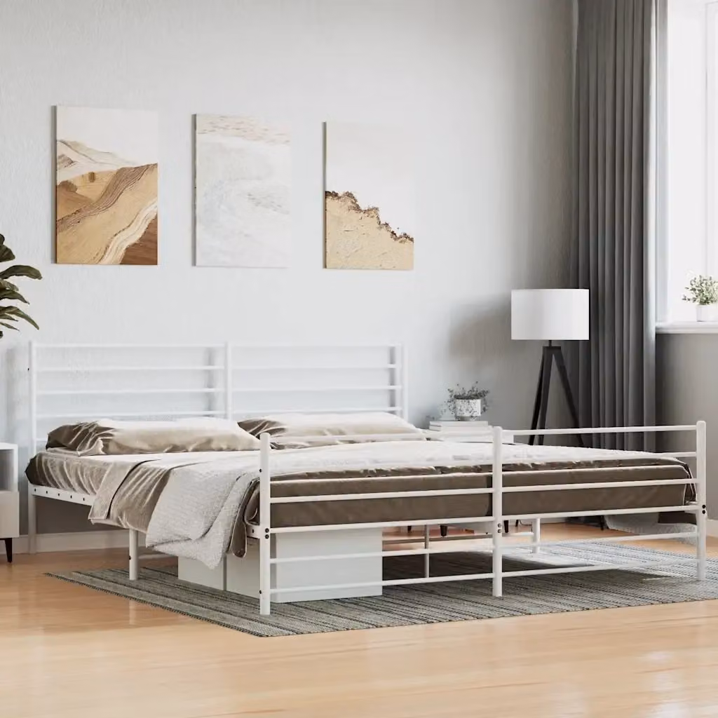 Letto matrimoniale con testiera e pediera in metallo bianco L/P: 180 x 200 cm – 2