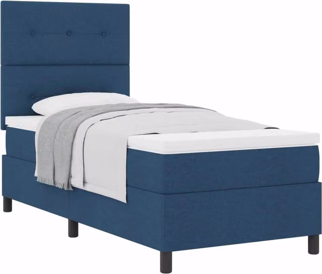 Letto singolo | Letto per adulti | Letto a molle con materasso Blu 80 x 200 cm Tessuto