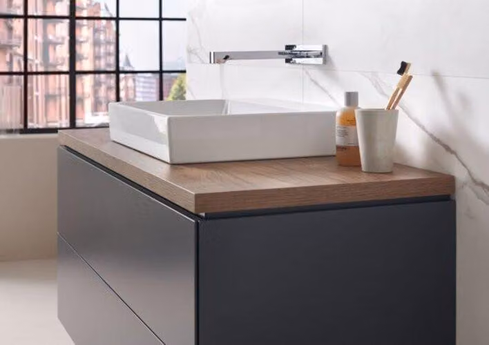 Plaque de lavabo Geberit ONE, découpe au centre, pour lavabo à poser, 120x3x47cm, 505.285.00.7, 505.285.00.7