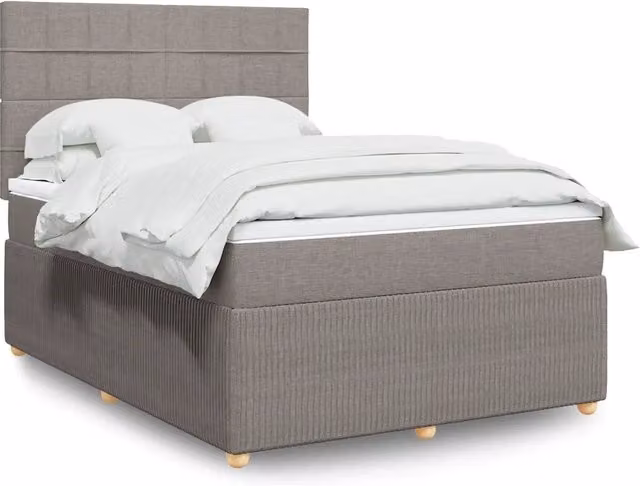 Letto Ibrido con Giroletto a Molle e Materasso vidaXL in Tessuto, Colore Tortora, L/P/H: 140 x 200 x 150,5 cm