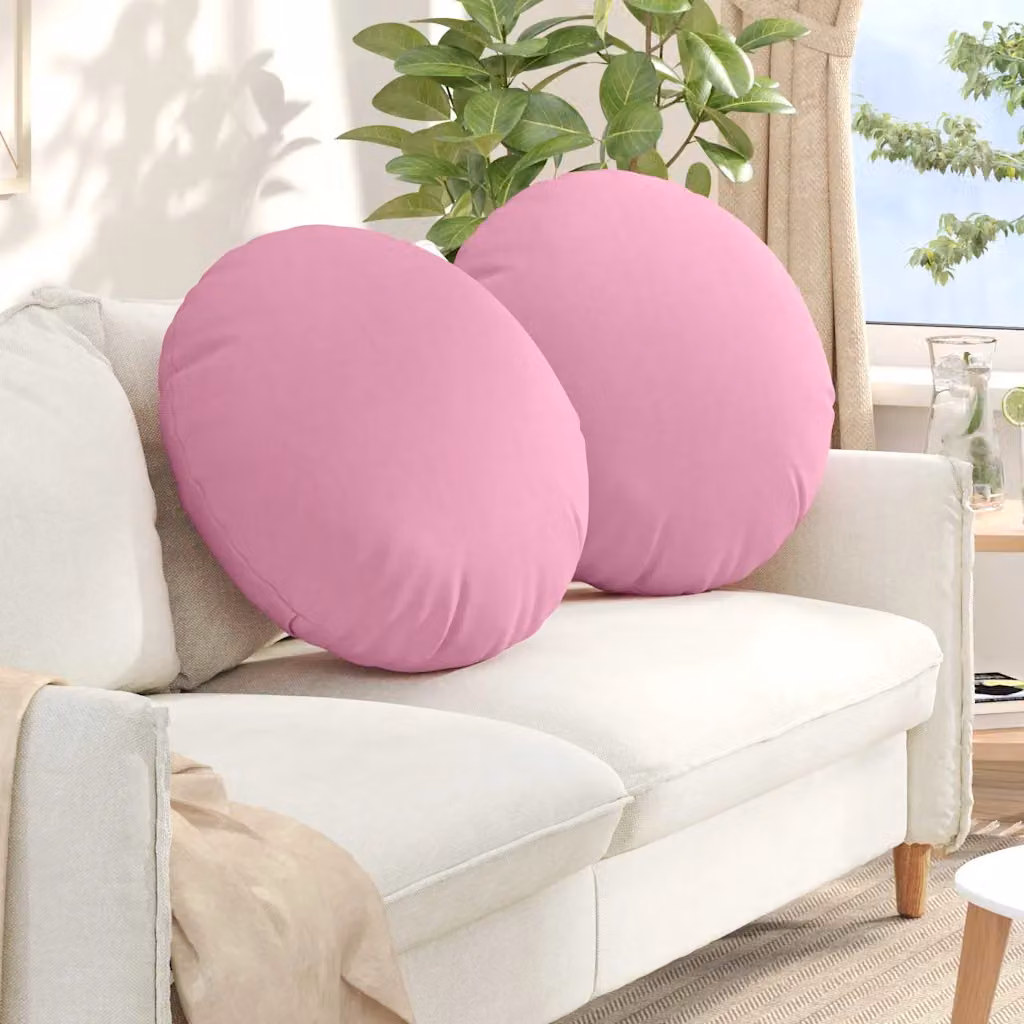 Set di 2 cuscini per seduta rotondi vidaXL in tessuto rosa con rivestimento lavabile, Ø 80 x 29 cm