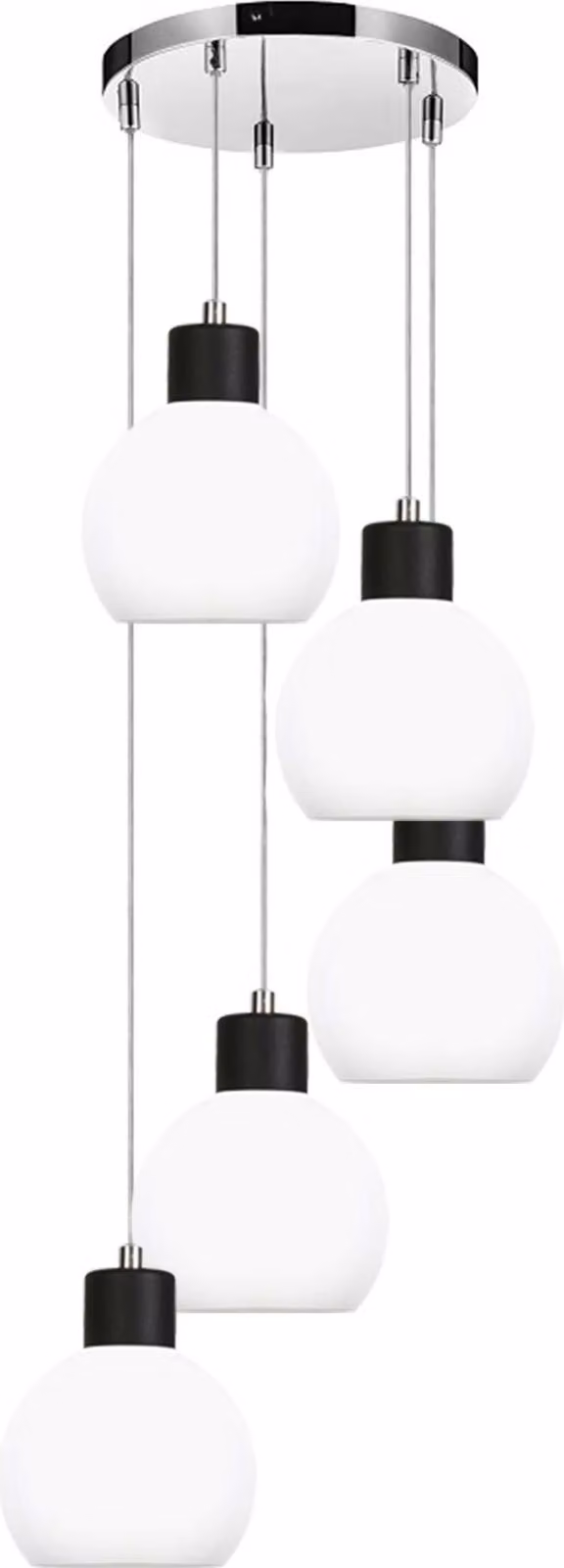 Lampada a sospensione cromata con paralume bianco MOKA 14-130