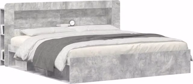 Testiera per letto con ripiano integrato e scomparti laterali in legno ingegnerizzato Grigio Cemento DESIGN IN – 1