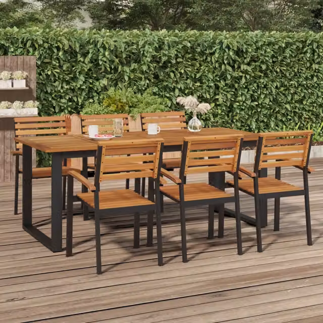 Tavolo Giardino con Gambe a U 200x90x75cm Legno Massello Acacia 319514