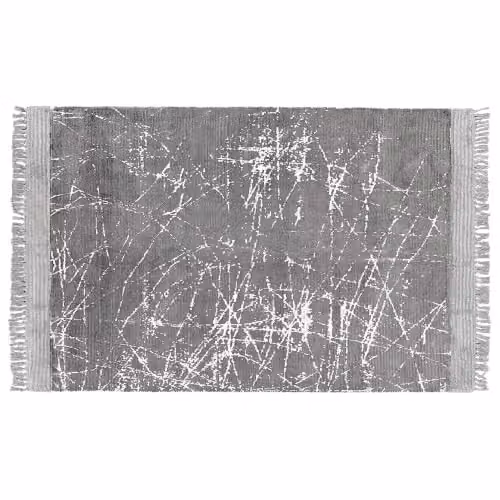 Beliani Tappeto moderno in viscosa con frange 140 x 200 cm grigio