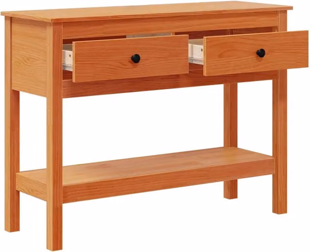 Tavolo Consolle Moderno DESIGN IN in Legno di Pino Marrone Cerato L: 100 cm, P: 35 cm, H: 75 cm
