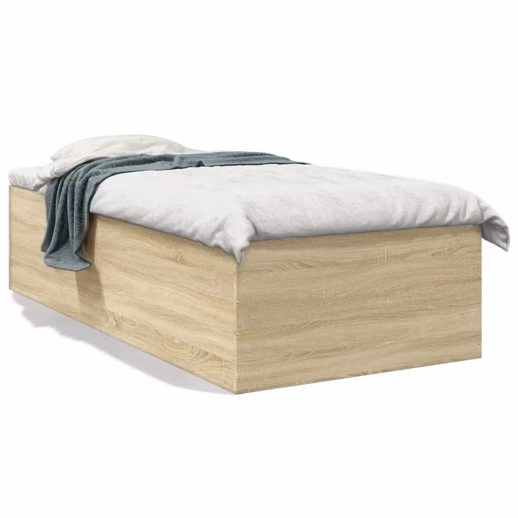 Letto con rete a doghe fisse vidaXL in legno color rovere, L/P: 100 x 200 cm – 2