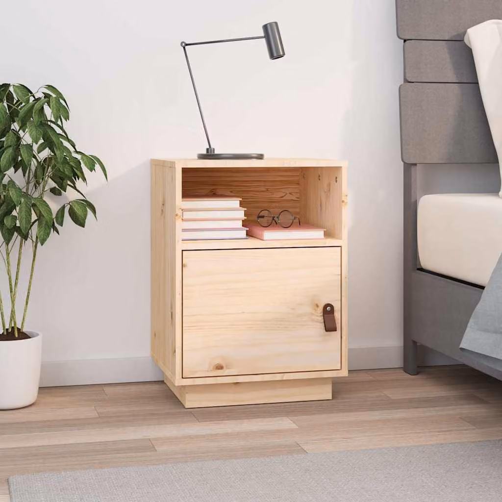 vidaXL Comodino Moderno in Legno Massello di Pino, L/P/H: 40 x 34 x 55 cm