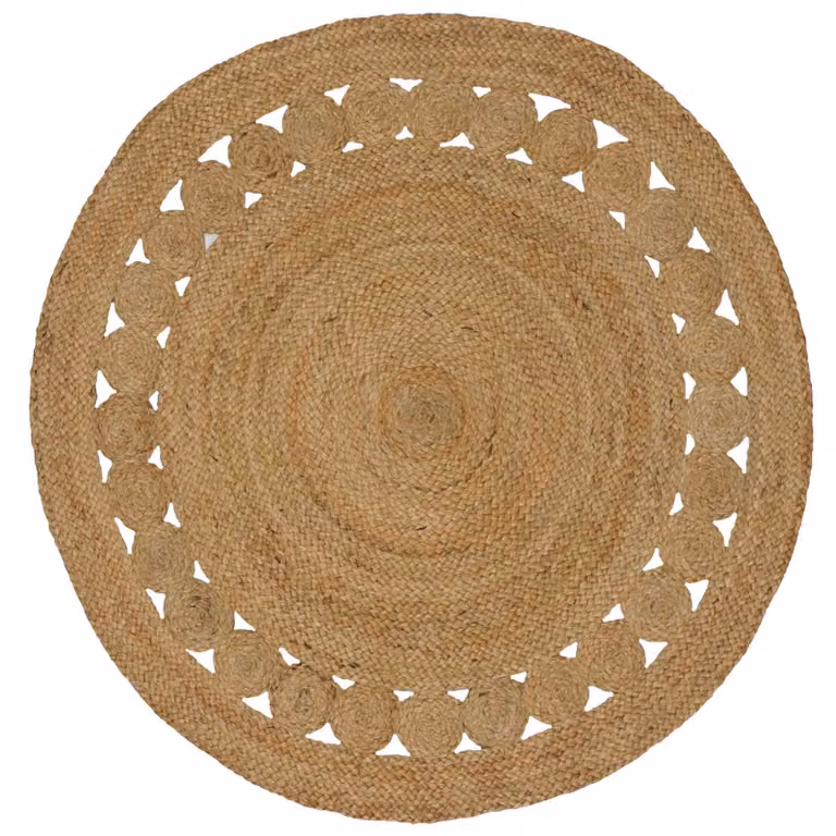 Tappeto rotondo in juta vidaXL, moderno e lavabile, colore beige/marrone, Ø 120 cm