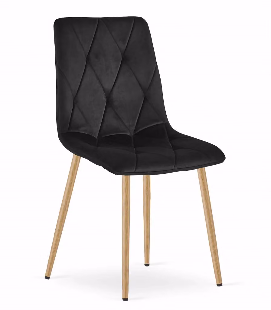 Set di 4 sedie Valora TYRA in velluto nero con gambe in legno e metallo per la tua cucina – 2