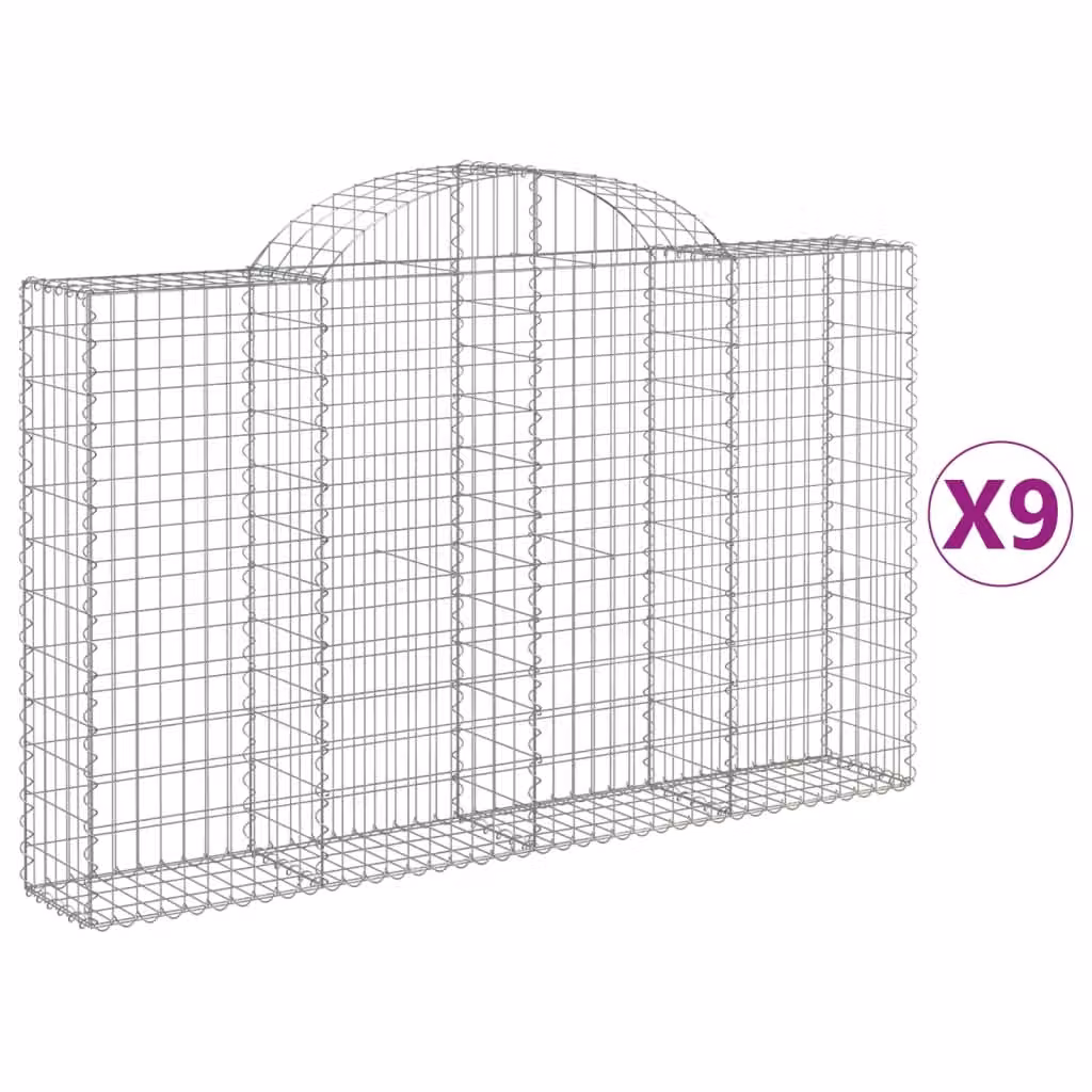 Cesti Gabbioni ad Arco 9 pz 200x30x120/140 cm Ferro Zincato