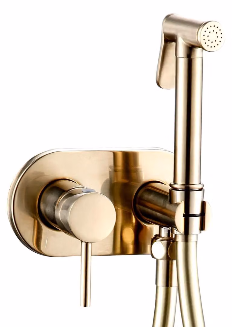 Kit spray per bidet nascosto, in ottone, finitura oro spazzolato, tubo da 1,2 metri