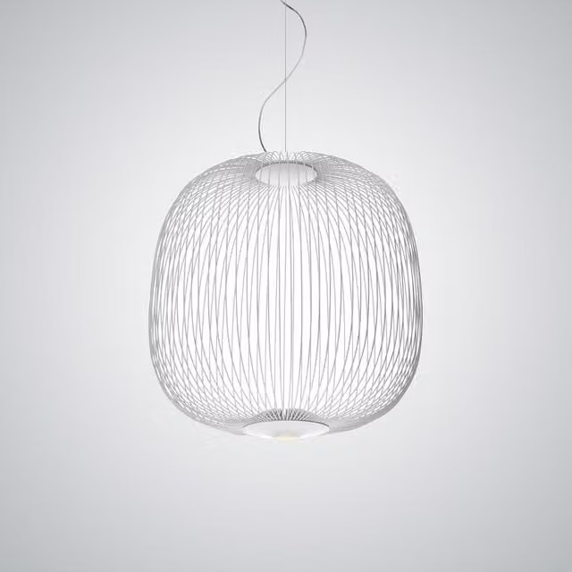 Lampada a sospensione Foscarini Spokes 2 LED bianca dimmerabile con altezza regolabile