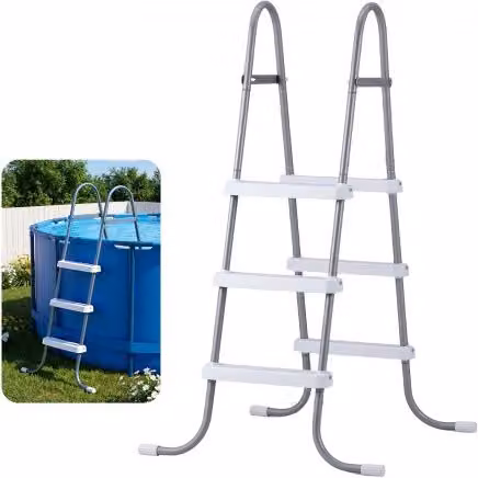 Scaletta di sicurezza per piscine fuori terra VEVOR a 3 gradini con struttura ad A in acciaio al carbonio e gradini antiscivolo, Altezza: 106,7 cm