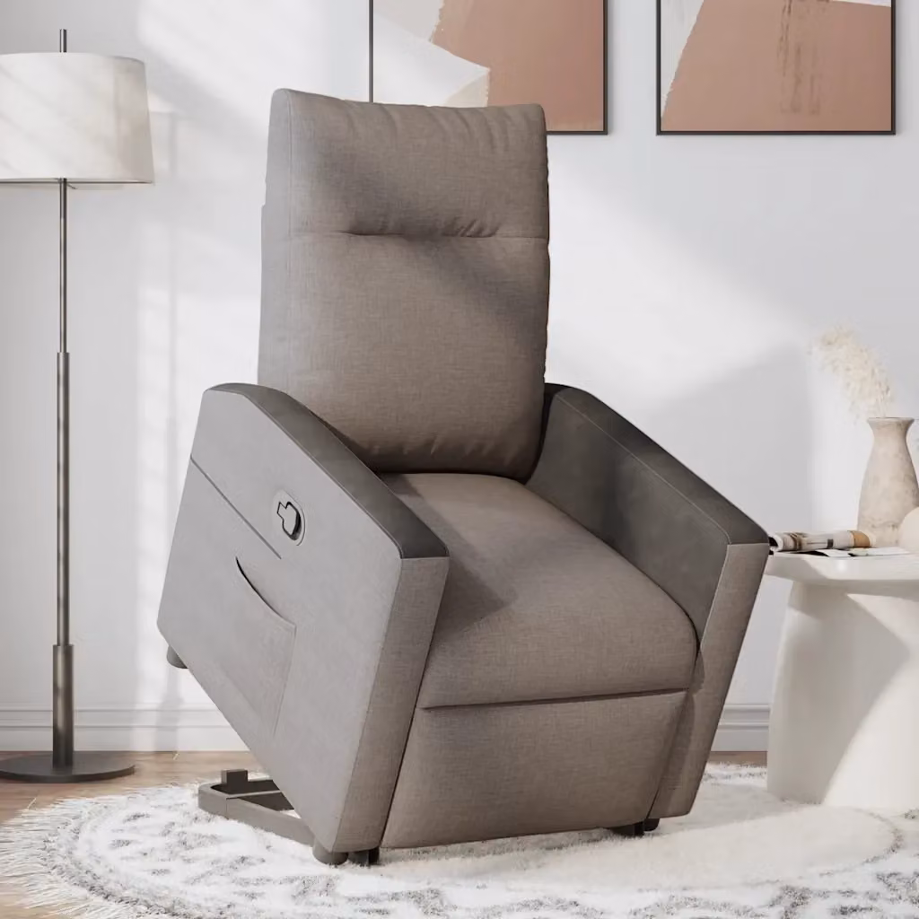 Poltrona Alzapersona Reclinabile con Assistenza Elettrica vidaXL in Tessuto Grigio e Nero per Anziani – 2