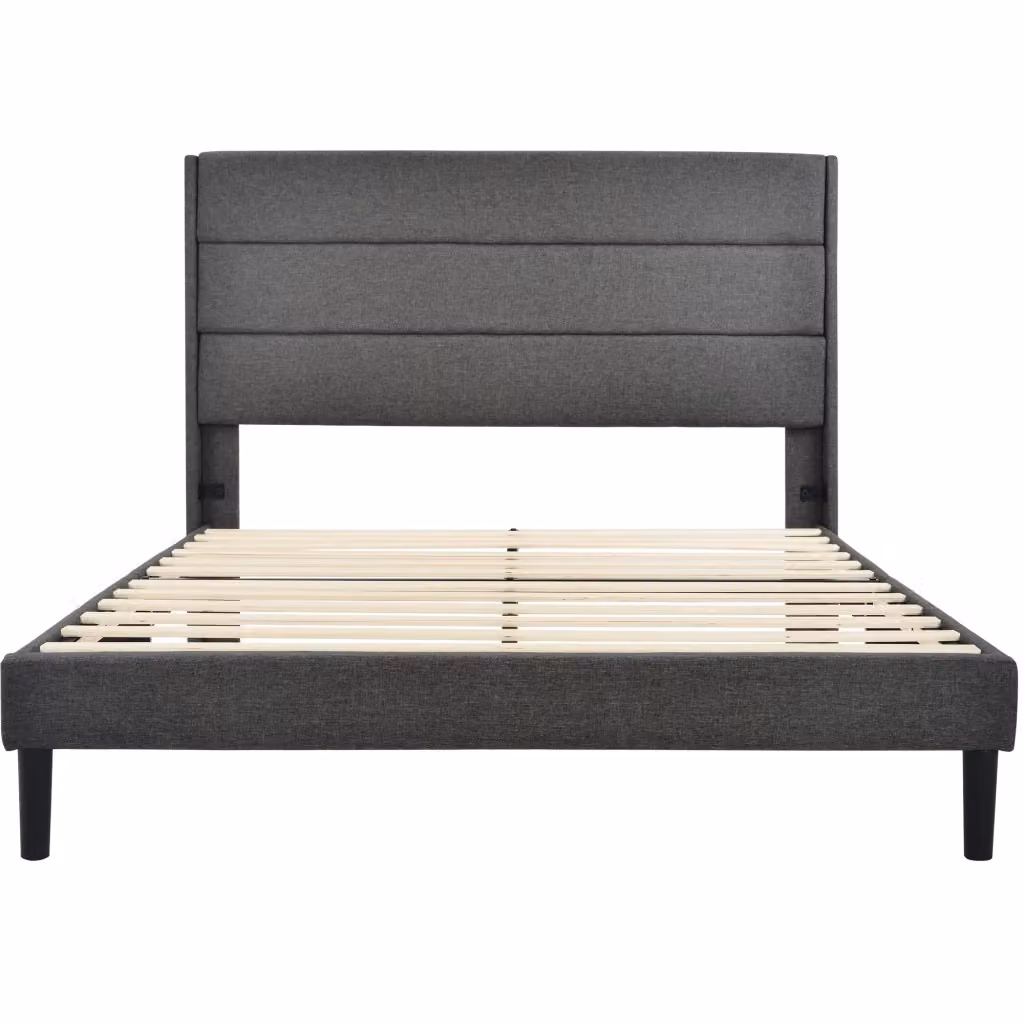 Letto matrimoniale imbottito Zephmum in tessuto grigio con design moderno L/P: 140 x 200 cm – 2