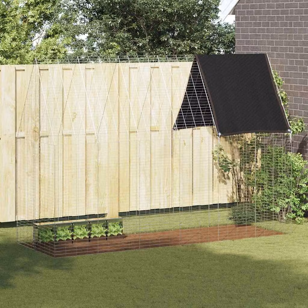 vidaXL Gabbia per Conigli in Acciaio Zincato Argento L: 300 cm, P: 100 cm, H: 210 cm