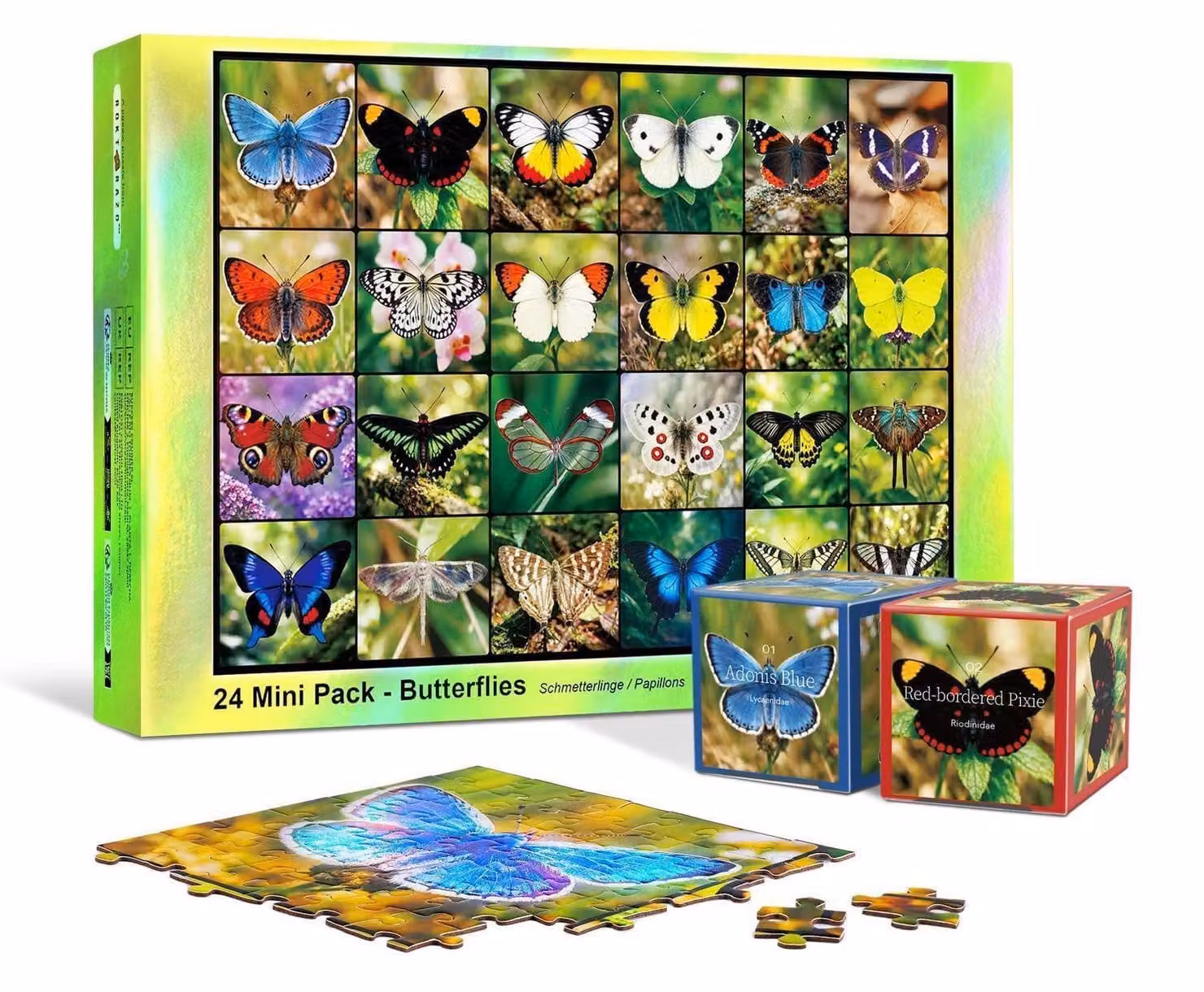 Calendario dell'Avvento 2026 a tema farfalla, con 24 mini-puzzle giornalieri, 1000 pezzi