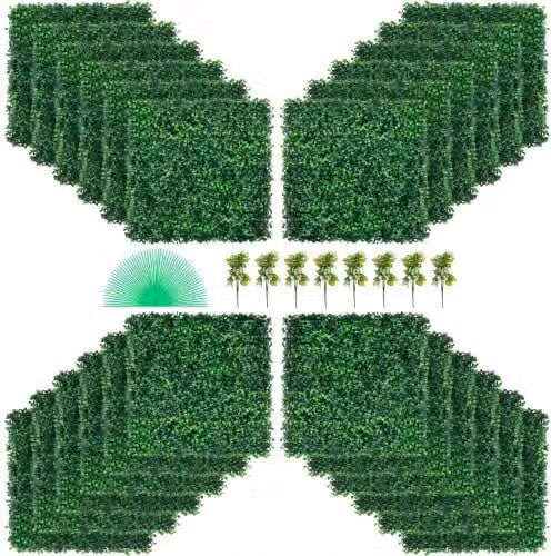 Set di 24 pannelli di siepe artificiale in bosso Vevor, colore verde, L/P: 50,8 x 50,8 cm, spessore: 4 cm