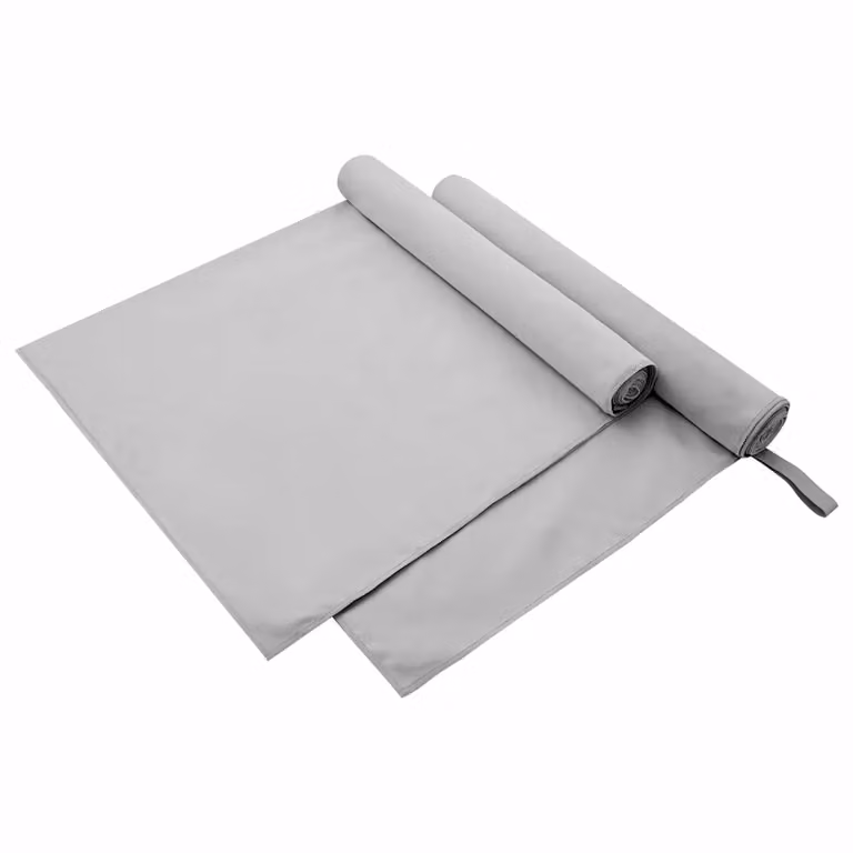 Set di 2 asciugamani sportivi vidaXL in microfibra grigi, L 180 cm x P 90 cm