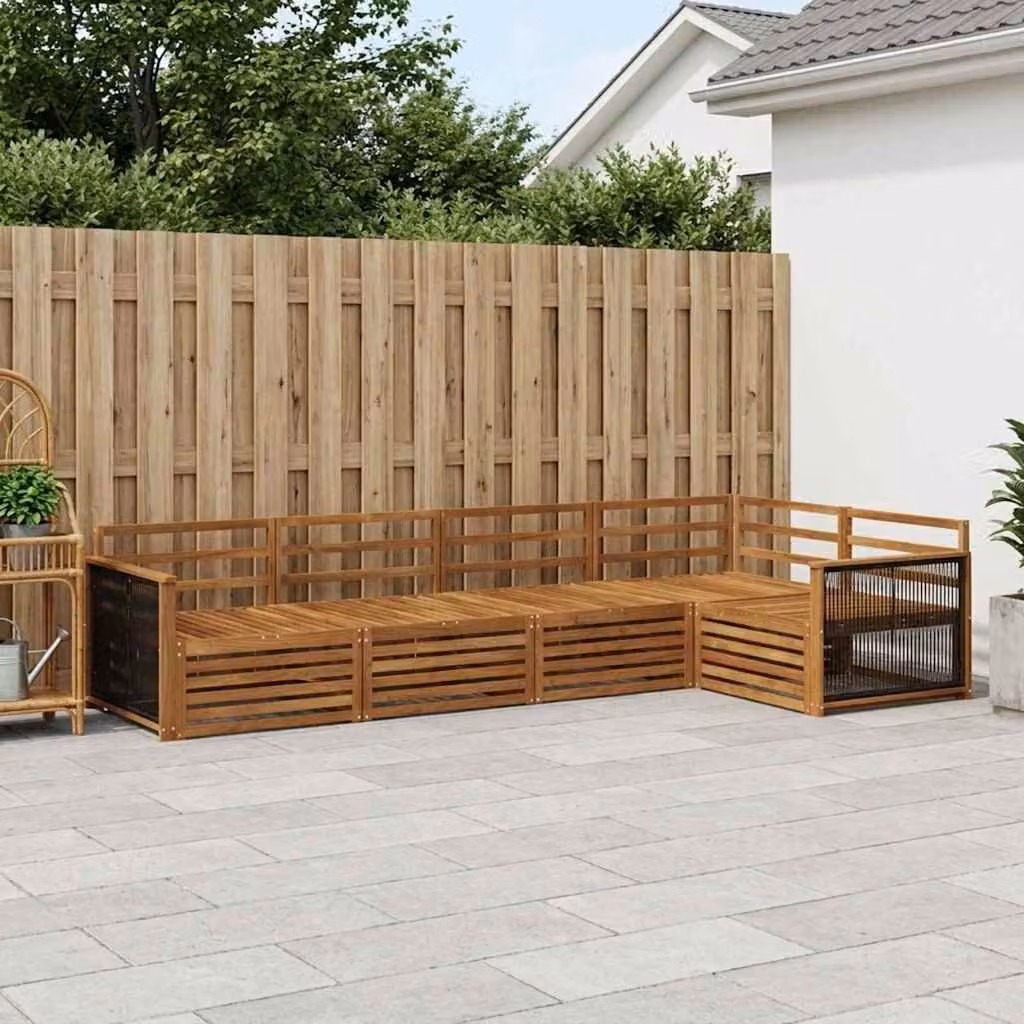 Set di divani da esterno vidaXL 5 pz in legno di acacia massello marrone con cuscini inclusi per giardino e terrazza
