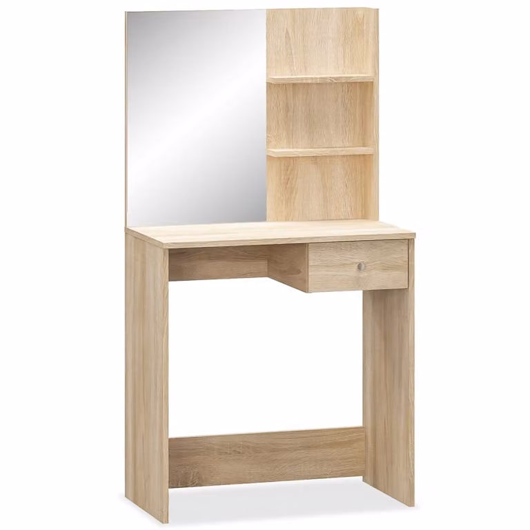 Tavolino da toilette in legno 75x40x141 cm rovere