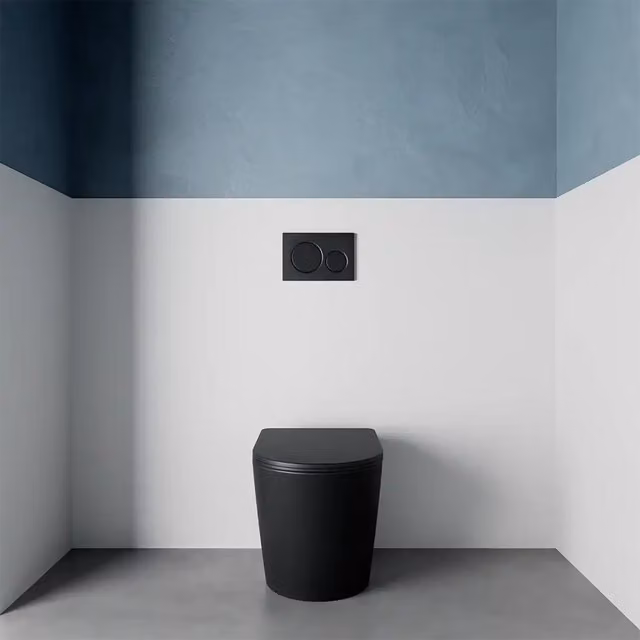 Vaso WC rimless filomuro in ceramica nero opaco con sedile soft-close | Vienna