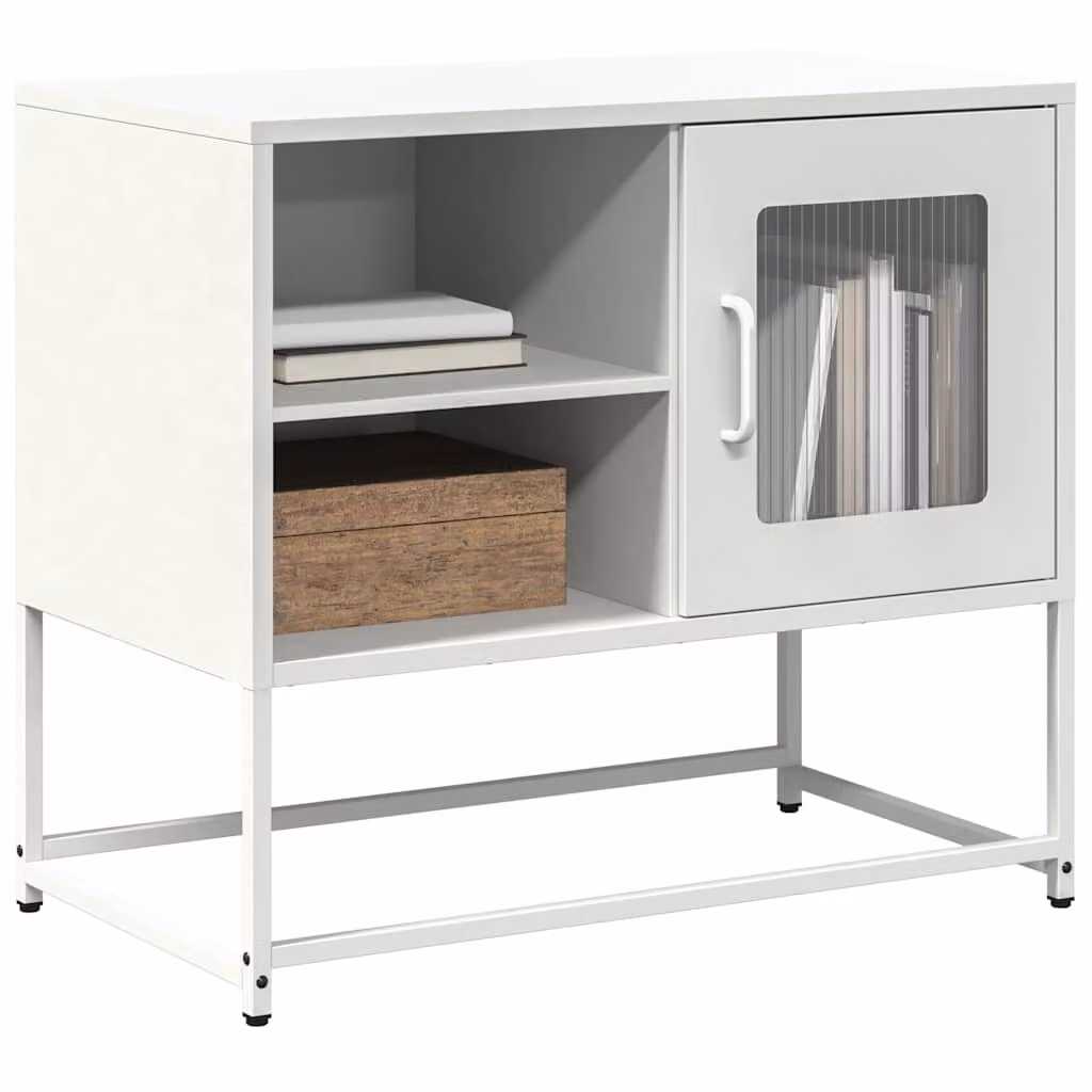 Mobile TV vidaXL in metallo bianco con stile industriale L: 68 cm, P: 39 cm, H: 60,5 cm