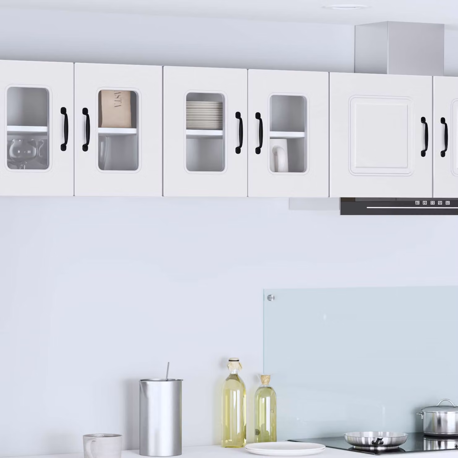 vidaXL Mobile Unità a muro per cucina moderna in MDF Bianco Opaco